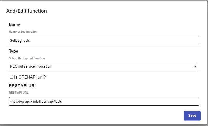 Functions editor